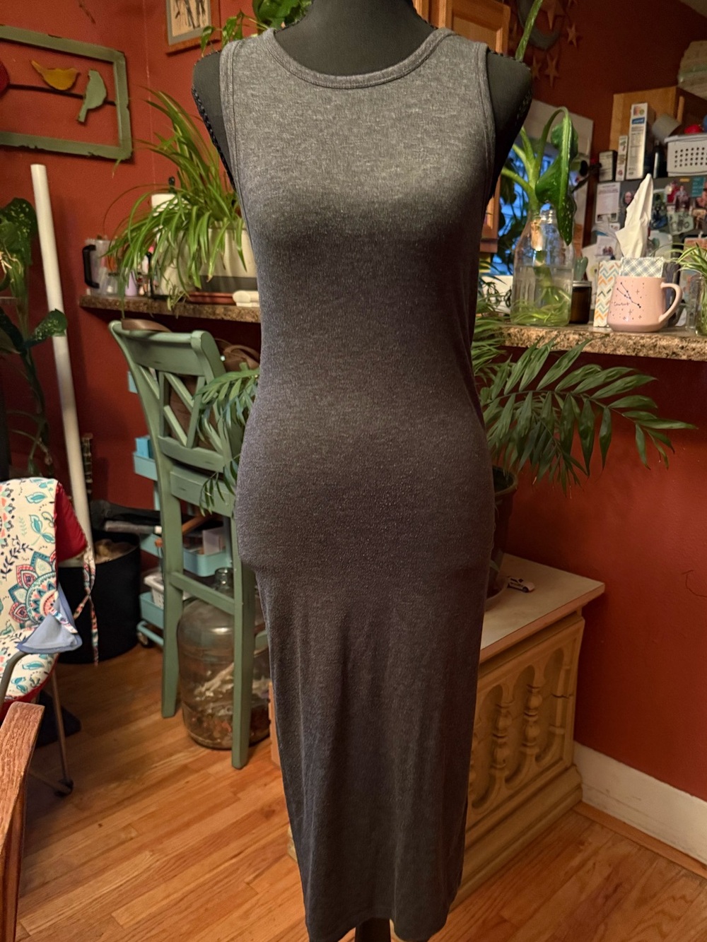 Express Charcoal Sleeveless Midi Bodycon Dress
